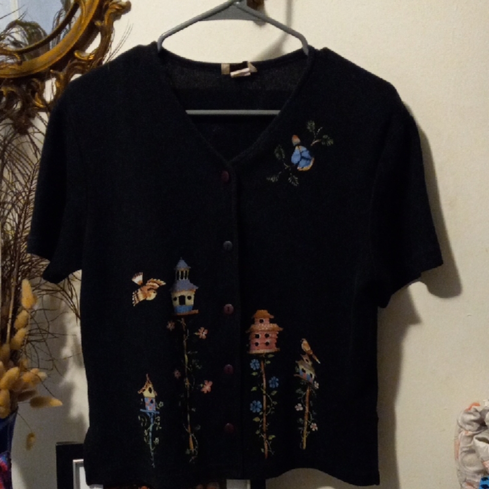 Teddi Black Petite Knit Top